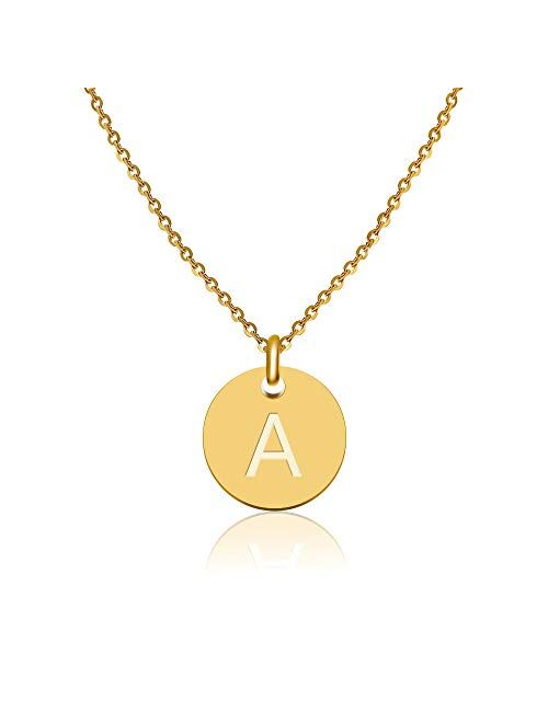 GD GOOD.designs - Golden letter necklace for women with round pendant (40 + 5cm) initial jewelry for ladies