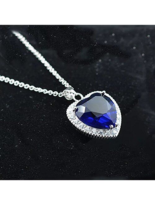 Titanic Heart of the Ocean Neckalce, AILUOR Silver Necklace Pendants Jewelry Mother's Day Gift