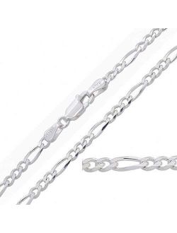 Pori Jewelers 925 Sterling Silver Figaro Chain Necklace - 4mm-10.5mm - Made in Italy - Lobster Claw
