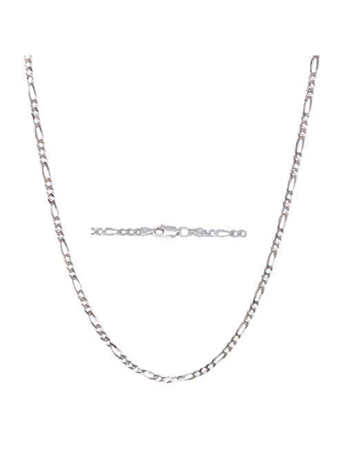 Pori Jewelers 925 Sterling Silver Figaro Chain Necklace - 4mm-10.5mm - Made in Italy - Lobster Claw