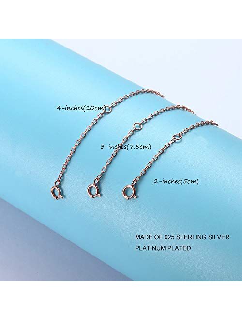 Sllaiss 3 Pcs 925 Sterling Silver Necklace Extender Chain Bracelet Anklet Chain Set for Necklace Adjustable Length 2" 3" 4"
