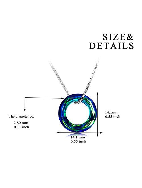 925 Sterling Silver Circle Necklace with Swarovski Crystal, Jewelry for Women Teen Girls