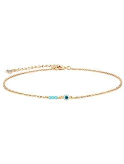 VACRONA Gold Dainty Beaded Choker Necklace 18K Gold Plated Evil Eye Choker Necklace Delicate Long Gold Chain Necklaces Jewelry Gift for Women
