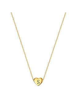 VQYSKO Initial Heart Necklace - Dainty Tiny Girl Gifts for Birthday