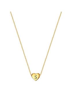 VQYSKO Initial Heart Necklace - Dainty Tiny Girl Gifts for Birthday