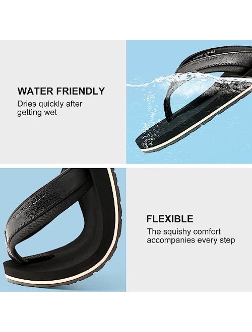 Harvest Land Mens Sandals Flip Flops Thong with Arch Support Comfortable Beach Slippers Summer Shoes Size 7-13