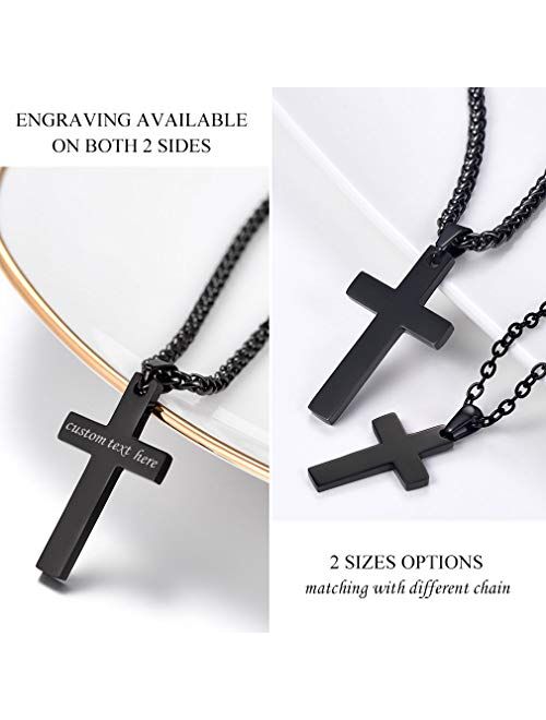 Come Gift Box PROSTEEL Cross Necklace for Men Women 316L Stainless Steel，Gold/Silver/Black/Rose Gold/Blue Tone Hypoallergenic Two Sizes 