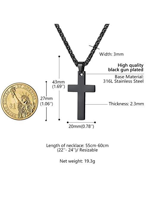 PROSTEEL Cross Necklace for Men Women, 316L Stainless SteelGold/Silver/Black/Rose Gold/Blue Tone, Hypoallergenic, Two Sizes, Come Gift Box
