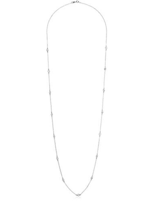 Amazon Essentials Sterling Silver AAA Cubic Zirconia Station Necklace