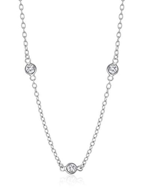 Amazon Essentials Sterling Silver AAA Cubic Zirconia Station Necklace