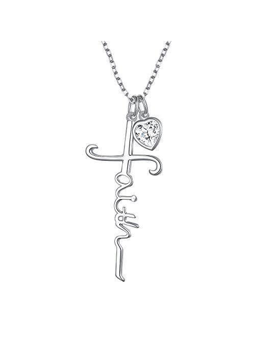 LINLIN FINE JEWELRY Cross Necklace 925 Sterling Silver Infinity Love of God Heart Cross Pendant Necklace Christian Gift for Women Girls