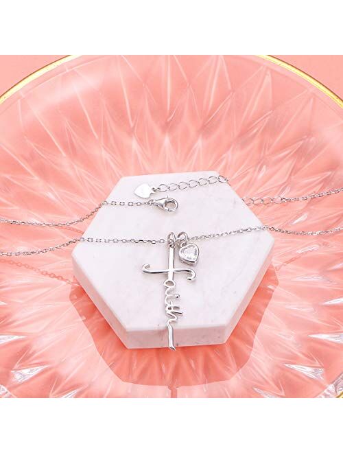 LINLIN FINE JEWELRY Cross Necklace 925 Sterling Silver Infinity Love of God Heart Cross Pendant Necklace Christian Gift for Women Girls