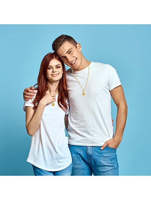 Joycuff 18K Gold Initial Necklaces for Women Men Teen Girls Best Friend Fashion Trendy Figaro Chain Square Letters Stainless Steel Pendant Necklace Personalized 26 Alphab