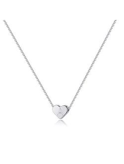 Heart Initial Necklaces for Women Girls, 14K White Gold Filled Heart Pendant Letter Alphabet Necklace Initial Necklaces Kids Jewelry for Girls Heart Letter Initial Neckla
