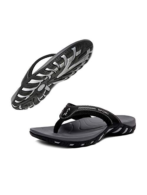 TUOBUQU Mens Flip Flops Orthotic Thong Sandals with Arch Support