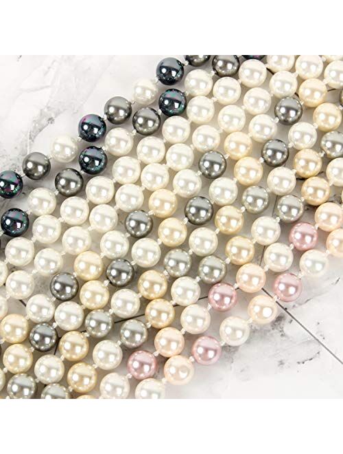 RIAH FASHION Bead Strand Versatile 60" Long Wrap Necklace - Handmade Knotted Multi Layer Sparkly Crystal, Semi Precious Natural Stone, Lava, Glass Faux Pearl