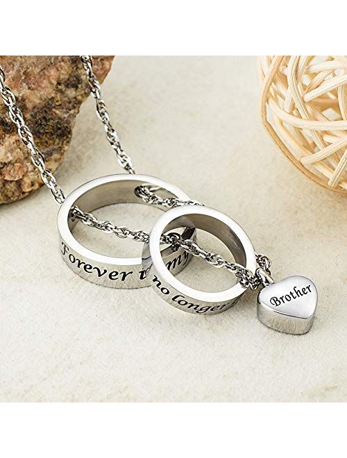 XIUDA No Longer by My Side,Forever in My Heart Carved Locket Cremation Urn Necklace for Dad, Mom,Grandma & Grandpa