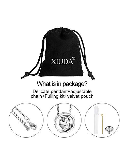 XIUDA No Longer by My Side,Forever in My Heart Carved Locket Cremation Urn Necklace for Dad, Mom,Grandma & Grandpa