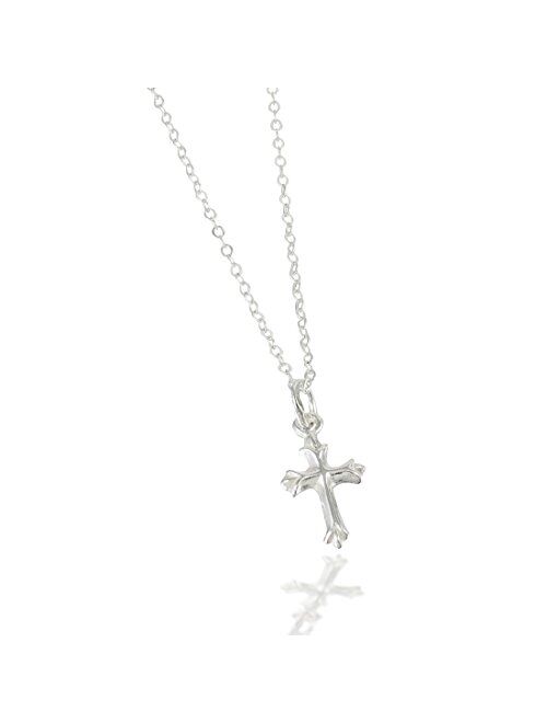 Tiny Sterling Silver Cross Necklace with Chain for Babies (12") & Girls (14") Makes an Ideal Baby Shower, Baptism, Christening, or Welcome New Baby gift and will become a