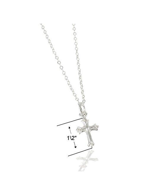 Tiny Sterling Silver Cross Necklace with Chain for Babies (12") & Girls (14") Makes an Ideal Baby Shower, Baptism, Christening, or Welcome New Baby gift and will become a