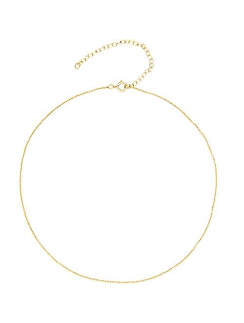 BENIQUE Dainty Thin Chain Choker Necklace for Women Girls - 925 Sterling Silver, 14K Gold Filled, Strong Durable Lightweight Adjustable, Made in USA, 13"- 23"