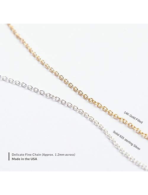 BENIQUE Dainty Thin Chain Choker Necklace for Women Girls - 925 Sterling Silver, 14K Gold Filled, Strong Durable Lightweight Adjustable, Made in USA, 13"- 23"