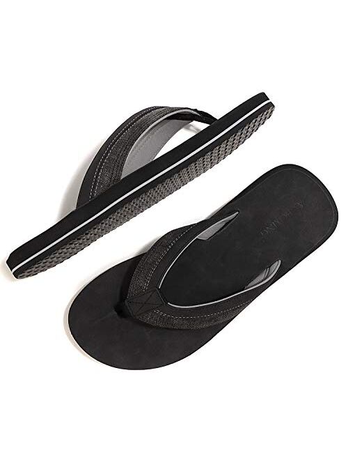 AX BOXING Men's Flip Flops Advanced Leather Sliders Thong Sandals