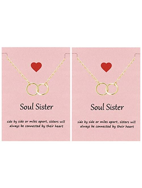 Your Always Charm Soul Sisters Necklace,Best Friend Necklaces for 2 Sister Graduation Gifts