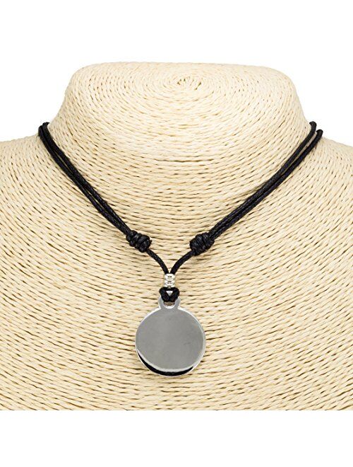 BlueRica Yin Yang Pendant on Adjustable Black Rope Cord Necklace