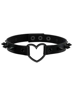 MILAKOO Punk Style Love Heart PU Leather Necklace