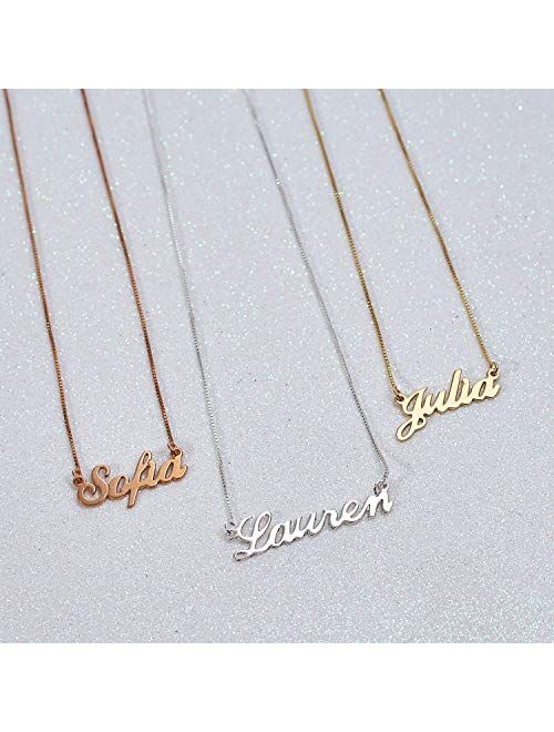 MyNameNecklace Name Necklace - Personalized Engraved Name Pendant Jewelry Precious Metals Sterling Silver 925 & Gold Plating - Nameplate Necklace Gift for Her