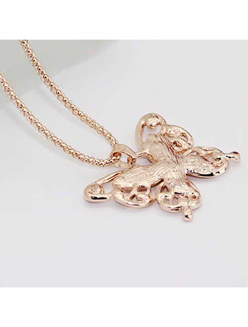 Comelyjewel Necklace Hollow Crystal Butterfly Pendant Necklace Jewelry for Women Girl Birthday Gifts Durable and Useful