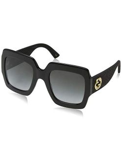GG0102S 001 Black/Grey GG0102S Square Sunglasses Lens Category 3 Size 5