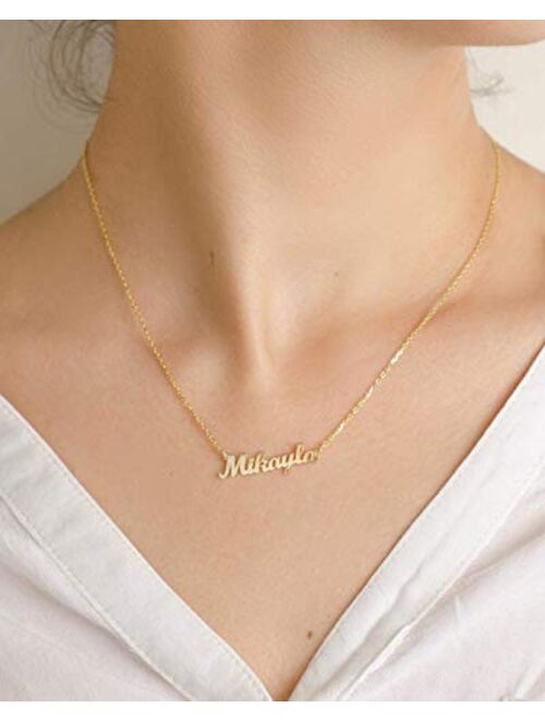 Name Necklace Personalized, 18K Gold Plated Custom Name Necklace Customized Choker Necklaces for Women and Girls