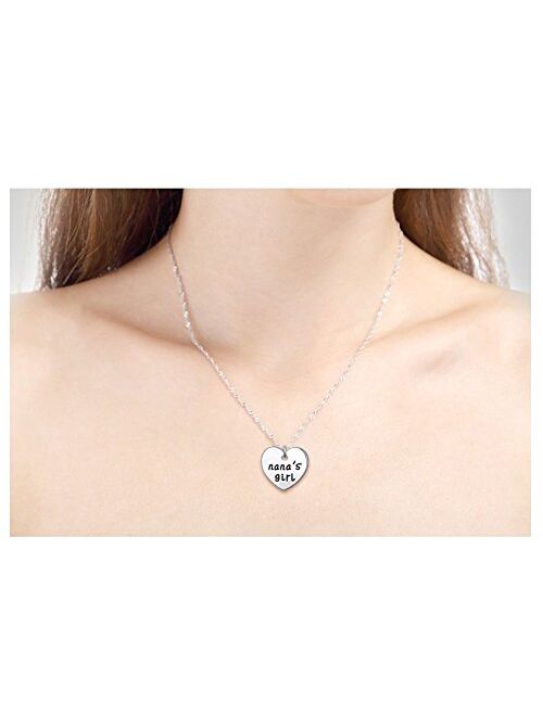 Nana's Girl Heart Pendant Necklace - Nana Necklace Set - Best Family Gift