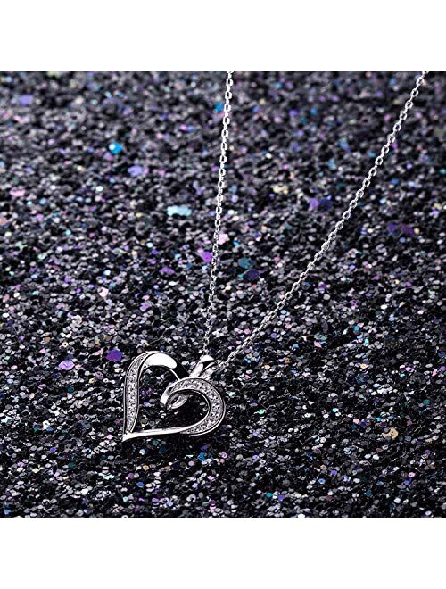 Billie Bijoux 925 Sterling Silver Infinity Love Heart Necklace Platinum Plated Round CZ Diamond Fine Woman's jewelry 18" for Women Girls