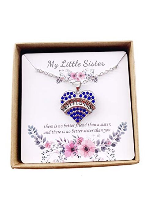 Charm.L Grace Matching Necklaces Crystal Heart Necklace Big Sis Middle Lil Sister