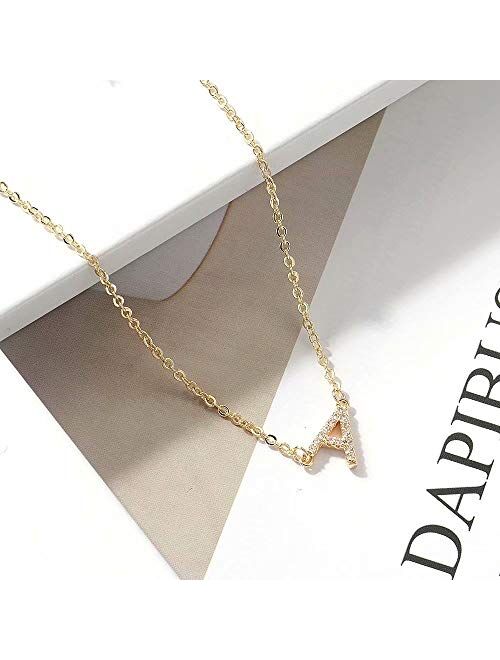 Hidepoo Sideways Initial Necklace for Women, 14k Gold Plated Dainty Cubic Zirconia Sideways Alphabet 26 A-Z Letter Necklace, Personalized Tiny Monogram Initial Necklace G