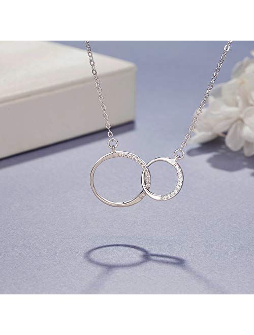 Mother Daughter Necklace - Sterling Silver 2 Circle Infinity Necklace, Mothers Day Jewelry Birthday Gift