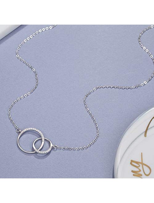 Mother Daughter Necklace - Sterling Silver 2 Circle Infinity Necklace, Mothers Day Jewelry Birthday Gift