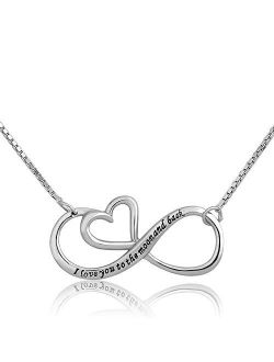 CharmSStory Infinity Mother Daughter Forever Love Sterling Silver Heart Necklace Pendant for Mom