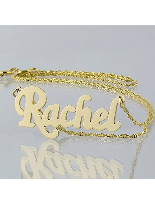 Soul Jewelry Personalized Name Necklace 14k Gold Dainty Pendant Charm