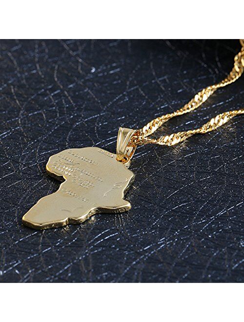 18k Gold Plated Filled Women Girl Africa Map Pendant Necklace