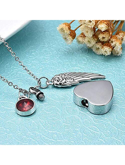 misyou Charms Urn Necklace for Ashes Dog Paw Prints Heart Necklace Stainless Steel Birthstone Keepsake Memorial Pet Cremation Jewelry