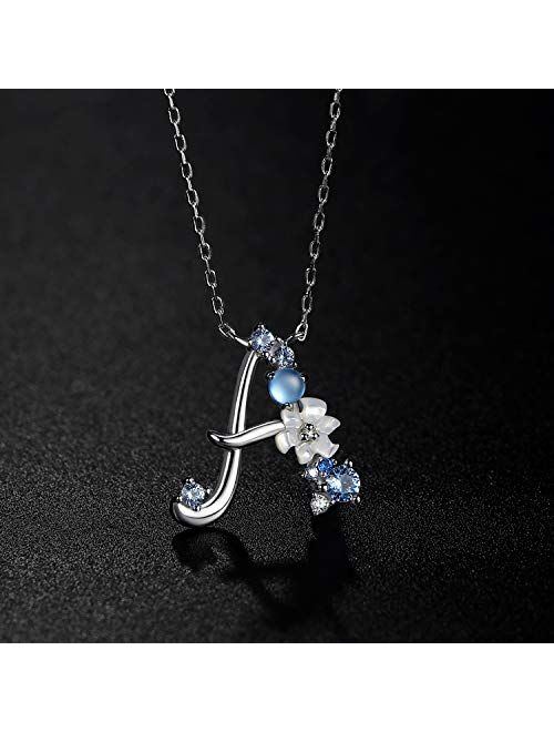 VIKI LYNN Initial Necklace 925 Sterling Silver Cubic Zirconia Letter Personalized Gifts for Girls