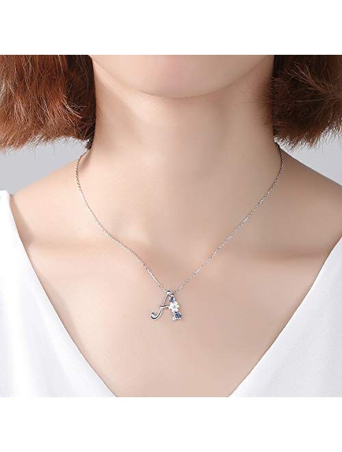 VIKI LYNN Initial Necklace 925 Sterling Silver Cubic Zirconia Letter Personalized Gifts for Girls