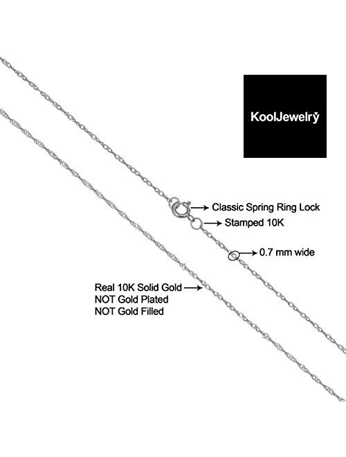 Kooljewelry 10k White Gold Singapore Chain Necklace (0.7 mm, 1 mm, 1.4 mm, 1.7 mm)