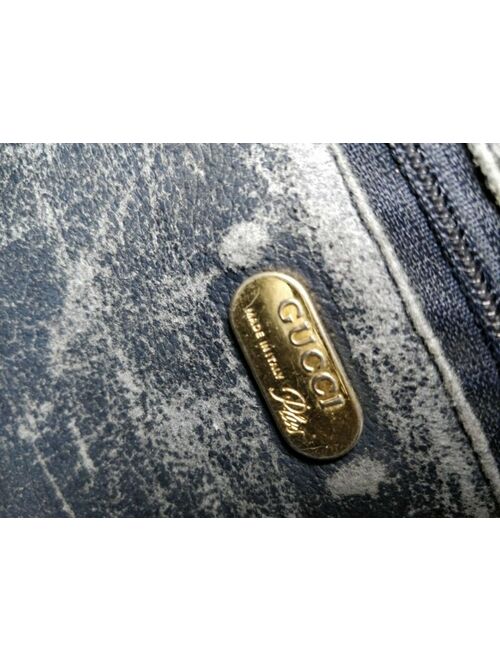 Vintage Navy Blue GUCCI Plus GG Monogram Shoulder Crossbody Handbag