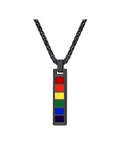 PROSTEEL Stainless Steel/925 Sterling Silver Necklace, LGBT Gay Pride Jewelry Rainbow Pendant Necklace Gift for Men/Women
