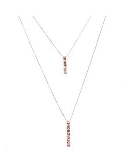 JYJ Women's Layered Long Necklaces for Women Double Layers Choker Necklace Hammered Bar Pendant Necklace for Summer